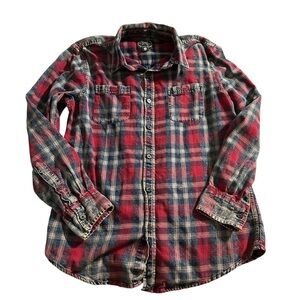 Red and Blue Button Down Shirt with Classic Collar